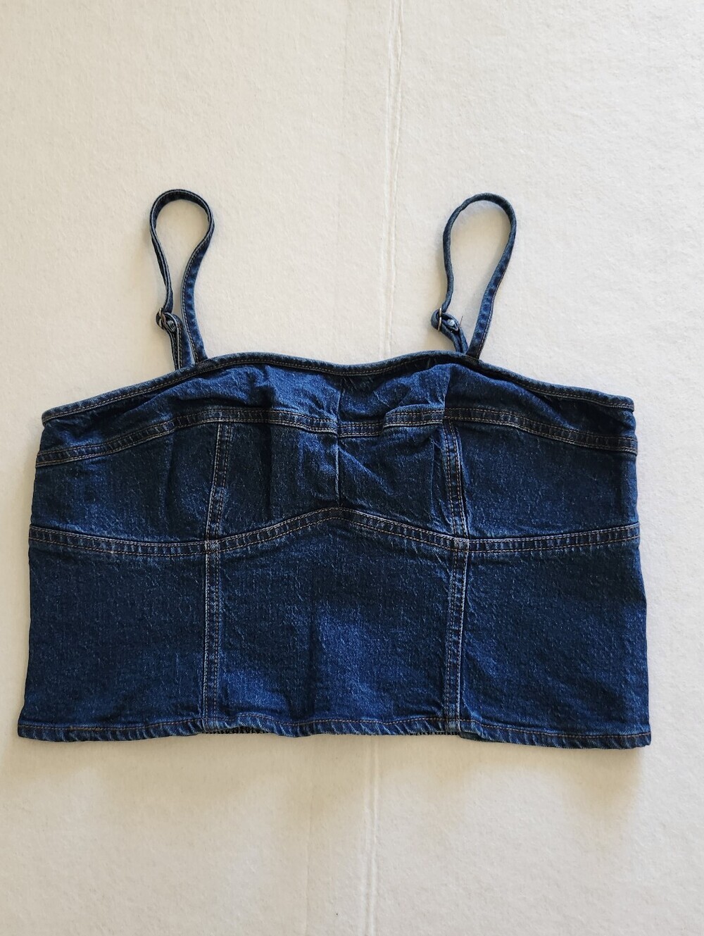 Universal Thread Dark Blue Denim Crop Tank with Adjustable Straps Size Large
